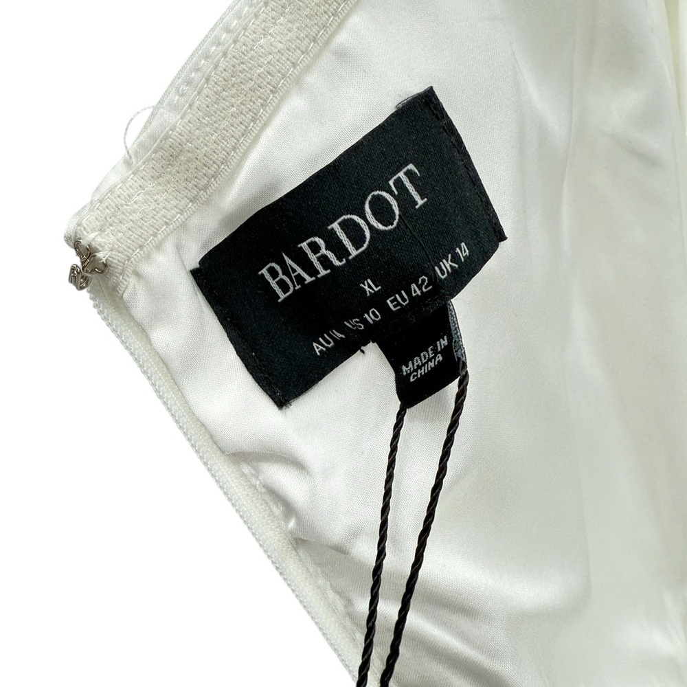 Bardot Mini Bow Dress in Shimmer White Size US M/10 Cocktail Bridal Statement - Picture 10 of 16